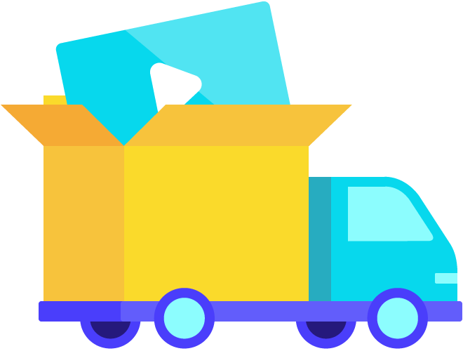 ícone de caminhão transportando um vídeo