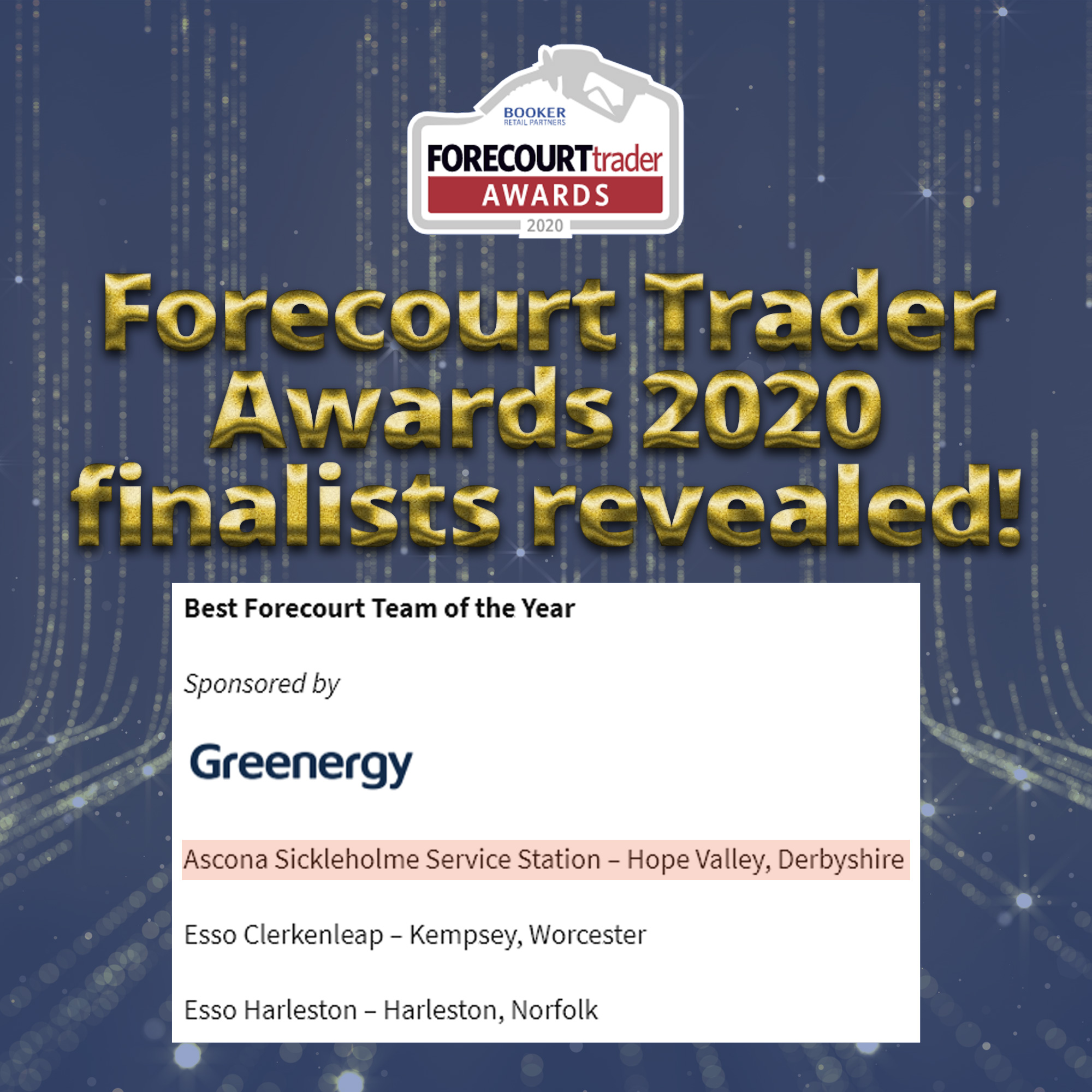Ascona Sickleholme Service Station - Finalist for Best Forecourt Team of the Year