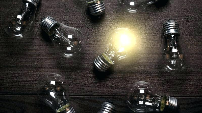 Lightbulbs on table