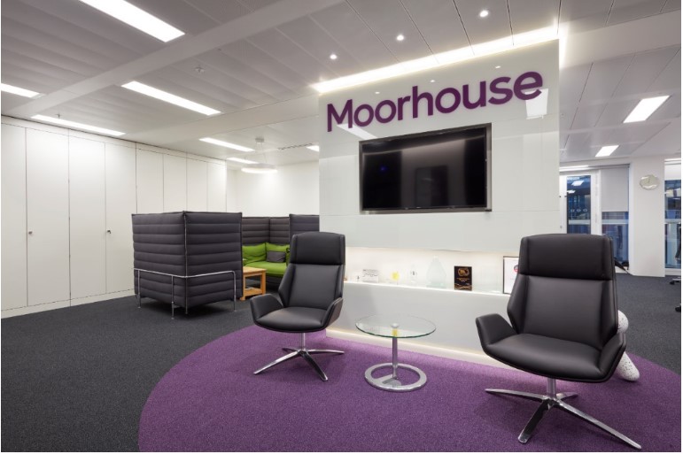 Brand identity carried through to a reception area