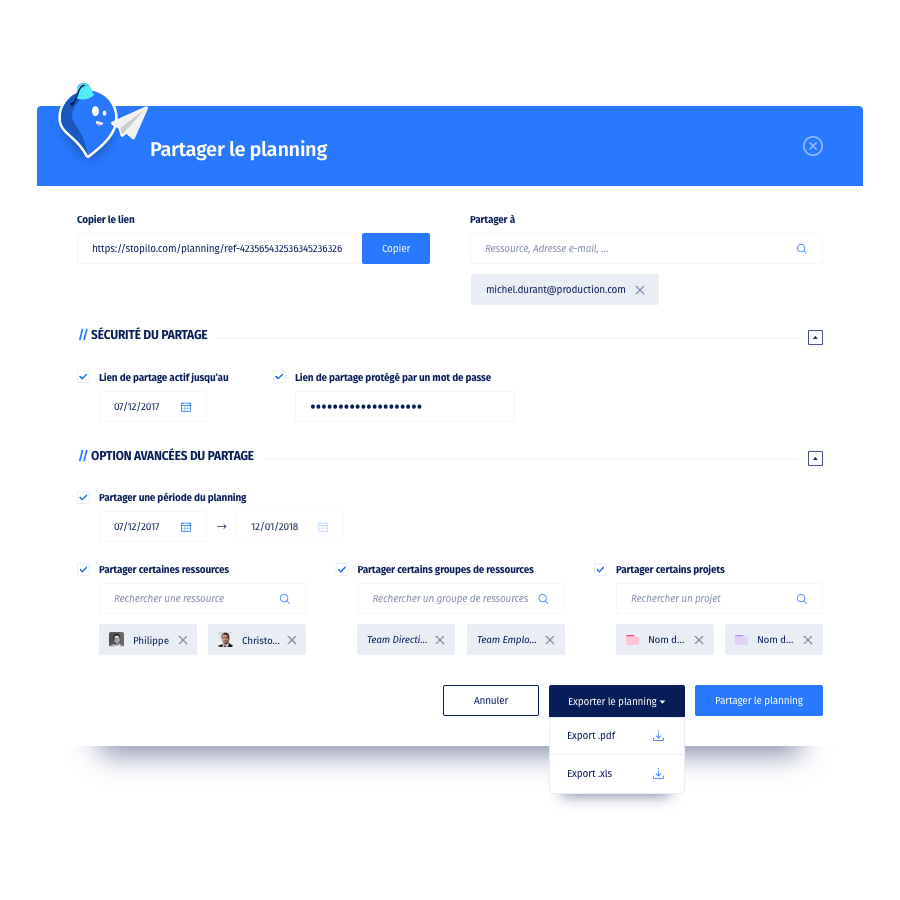 Fonctionnalité de planning partagé