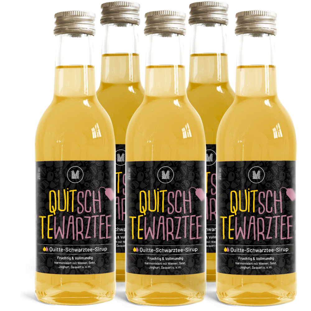 5x 250ml Quitte-Schwarztee-Sirup