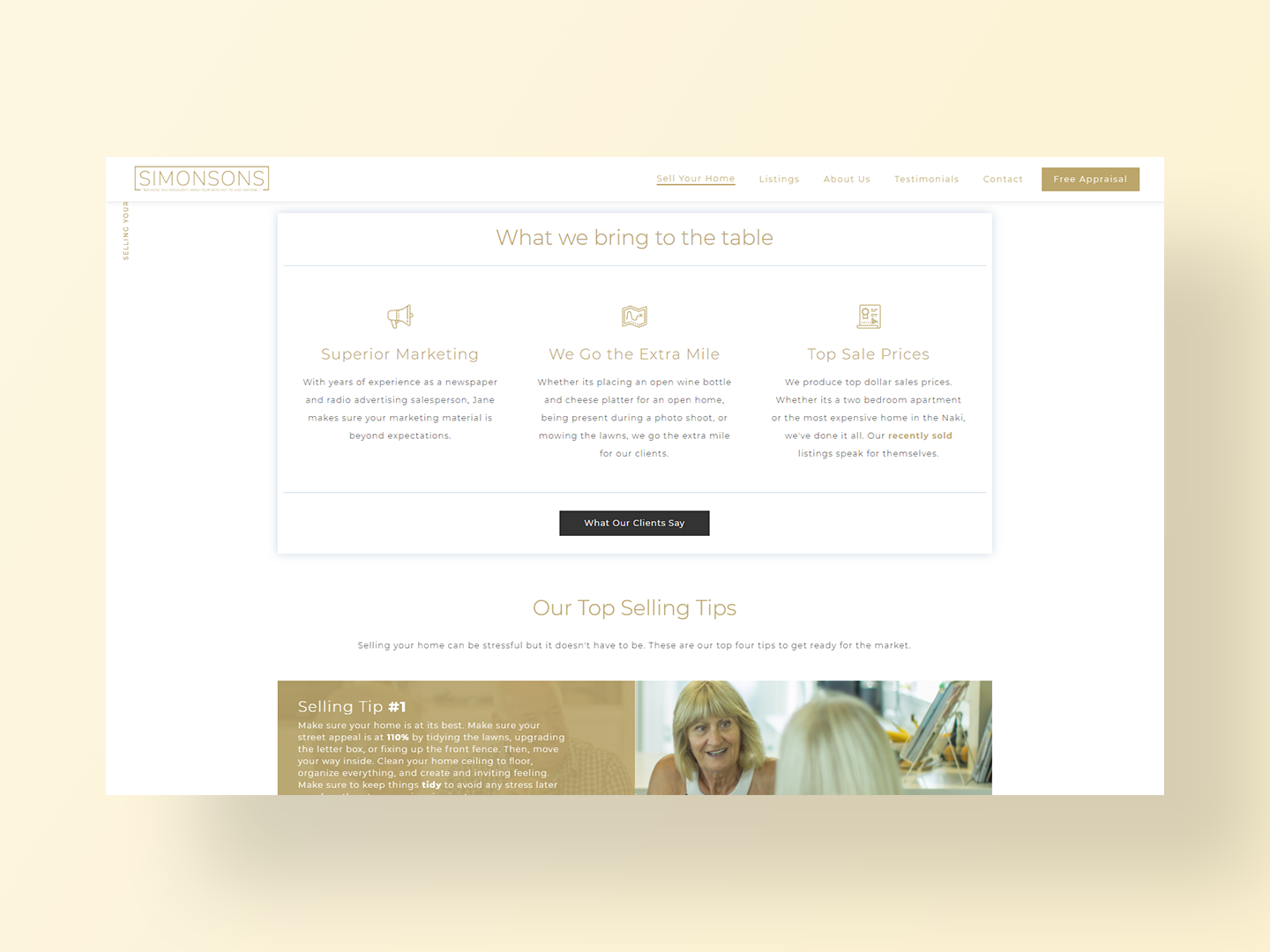 Team Simonsons sell your home page