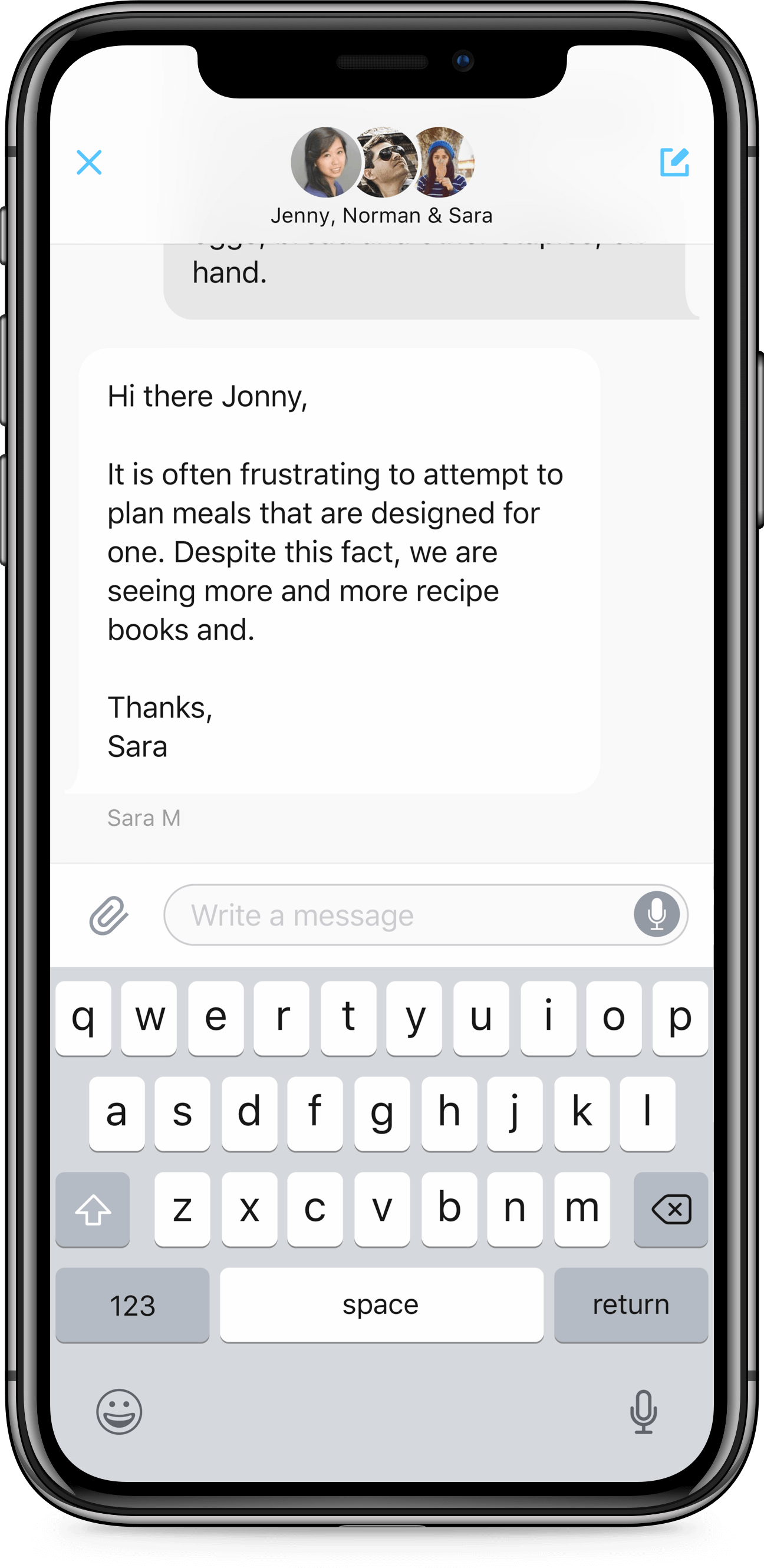 iPhone X screen of Zendesk SDK conversation