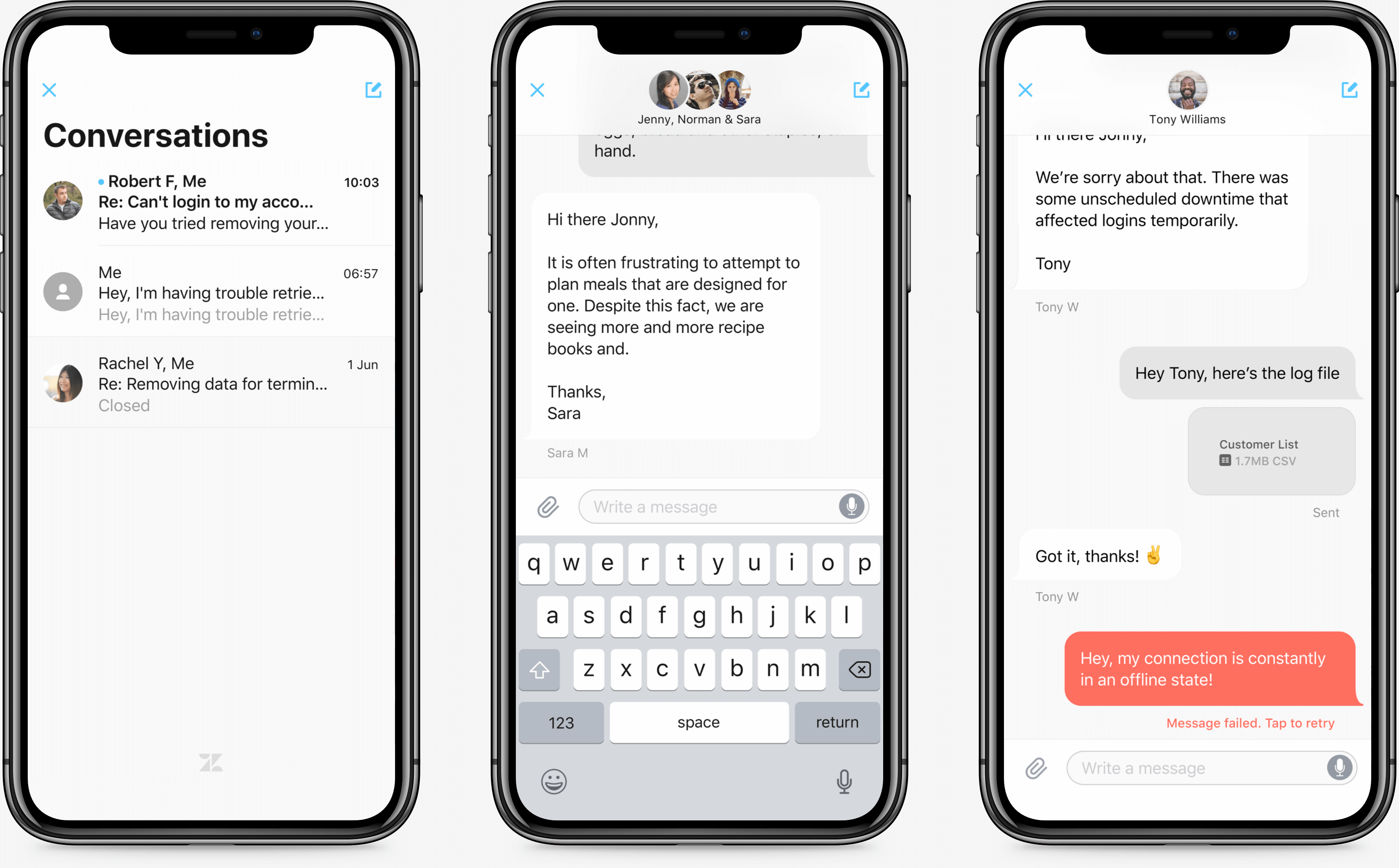 iPhone screens of Zendesk SDK