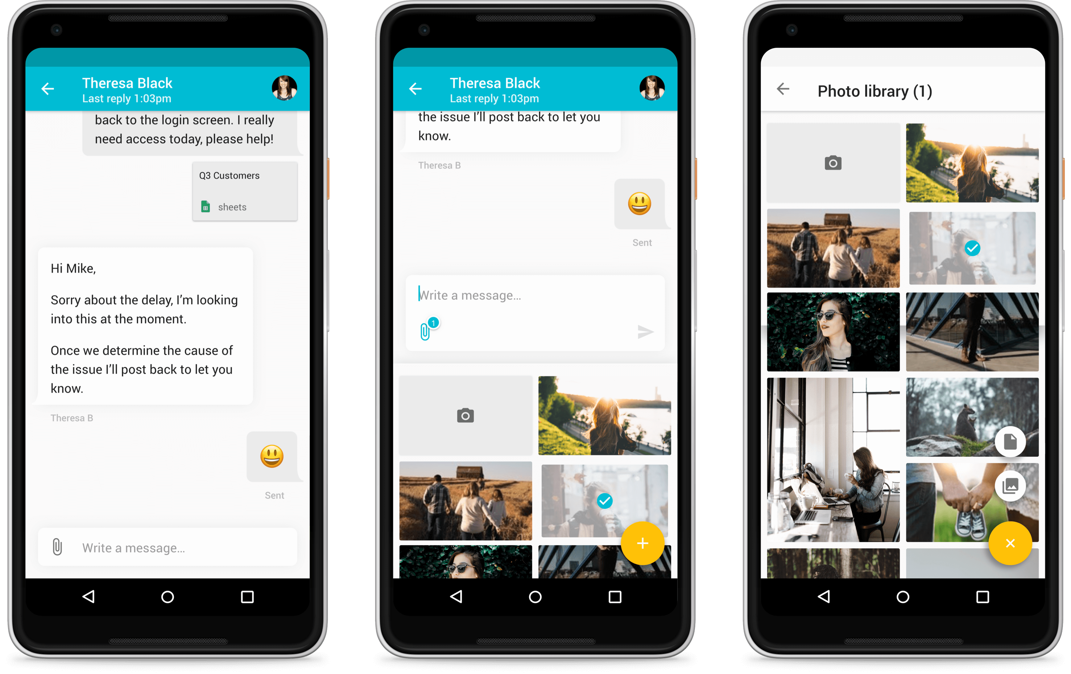 Android screens of Zendesk SDK design