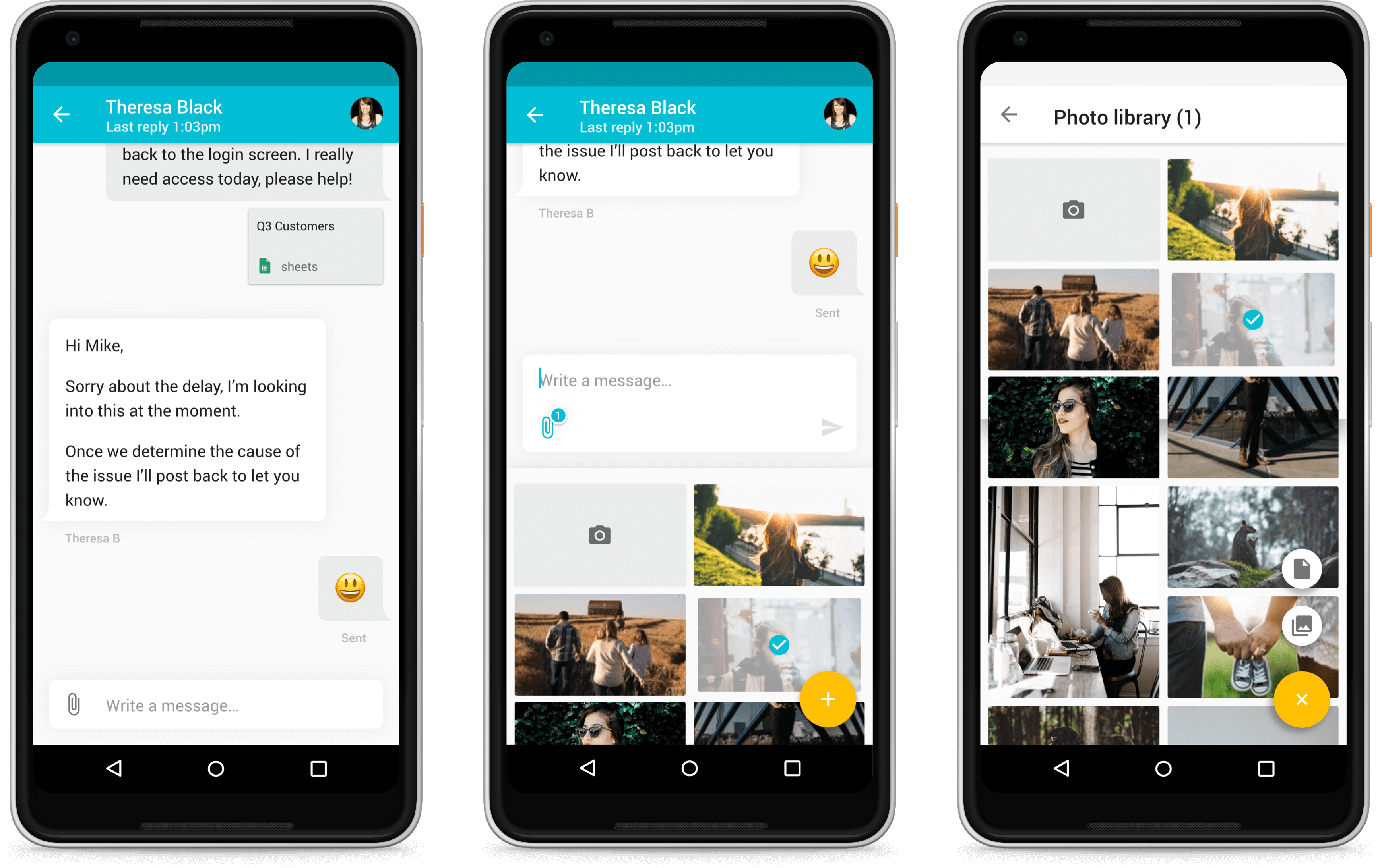 Android screens of Zendesk SDK design