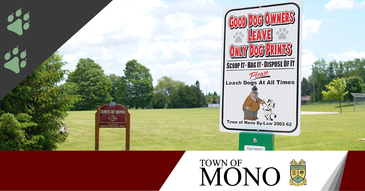 Image of Sign Reminding Dog Owners to keep dogs on leash and to clean up after dogs