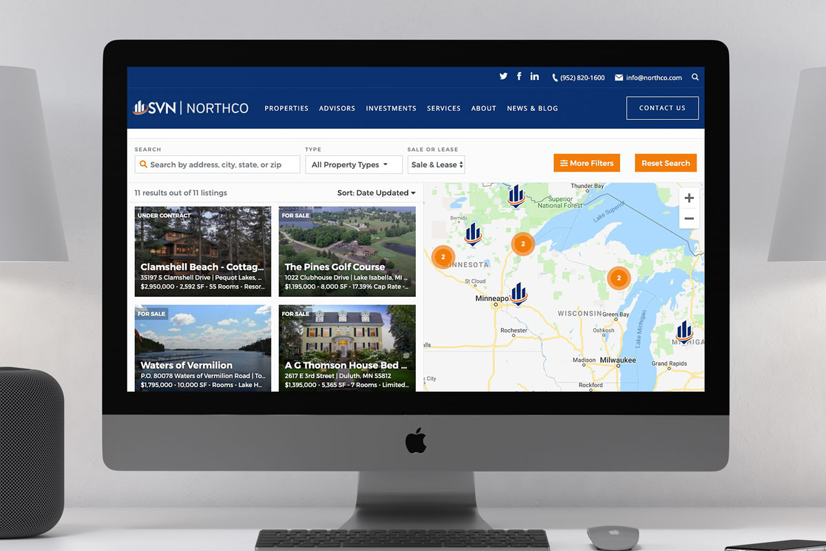 Property listings on an iMac
