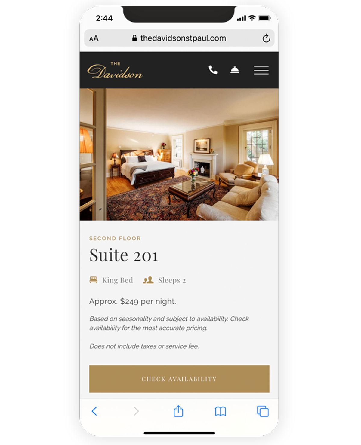The Davidson room on an iPhone