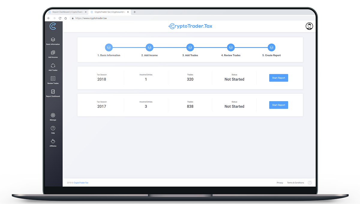 Cryptocurrency Tax Report Dashboard