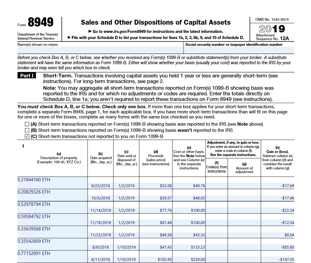 IRS Form 8949 for crypto