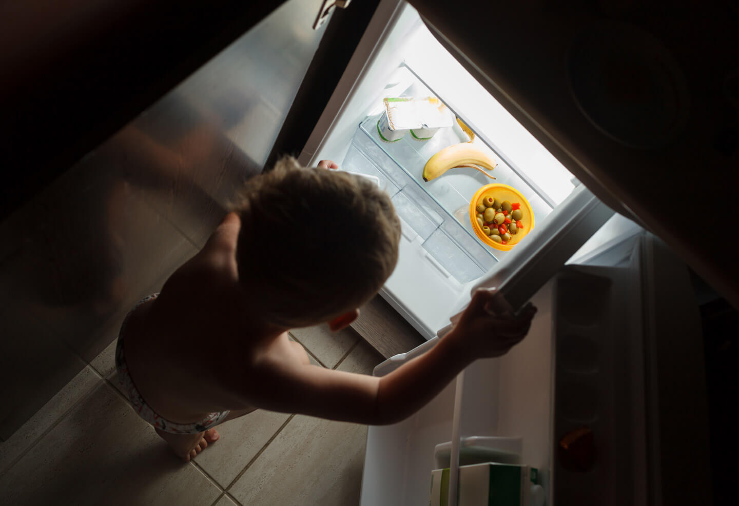 Kid snacking at night