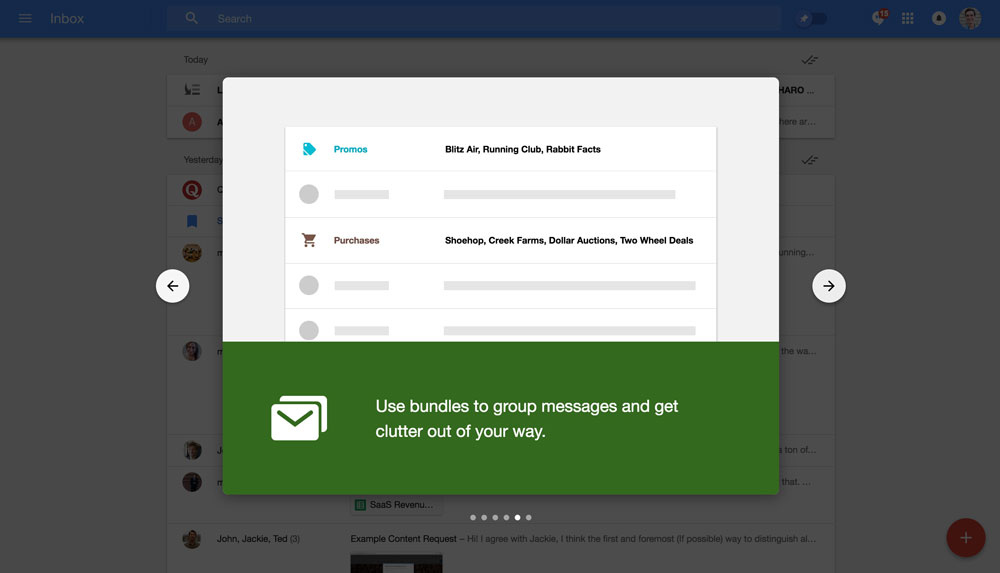 Google Inbox's walkthrough modals - step 5