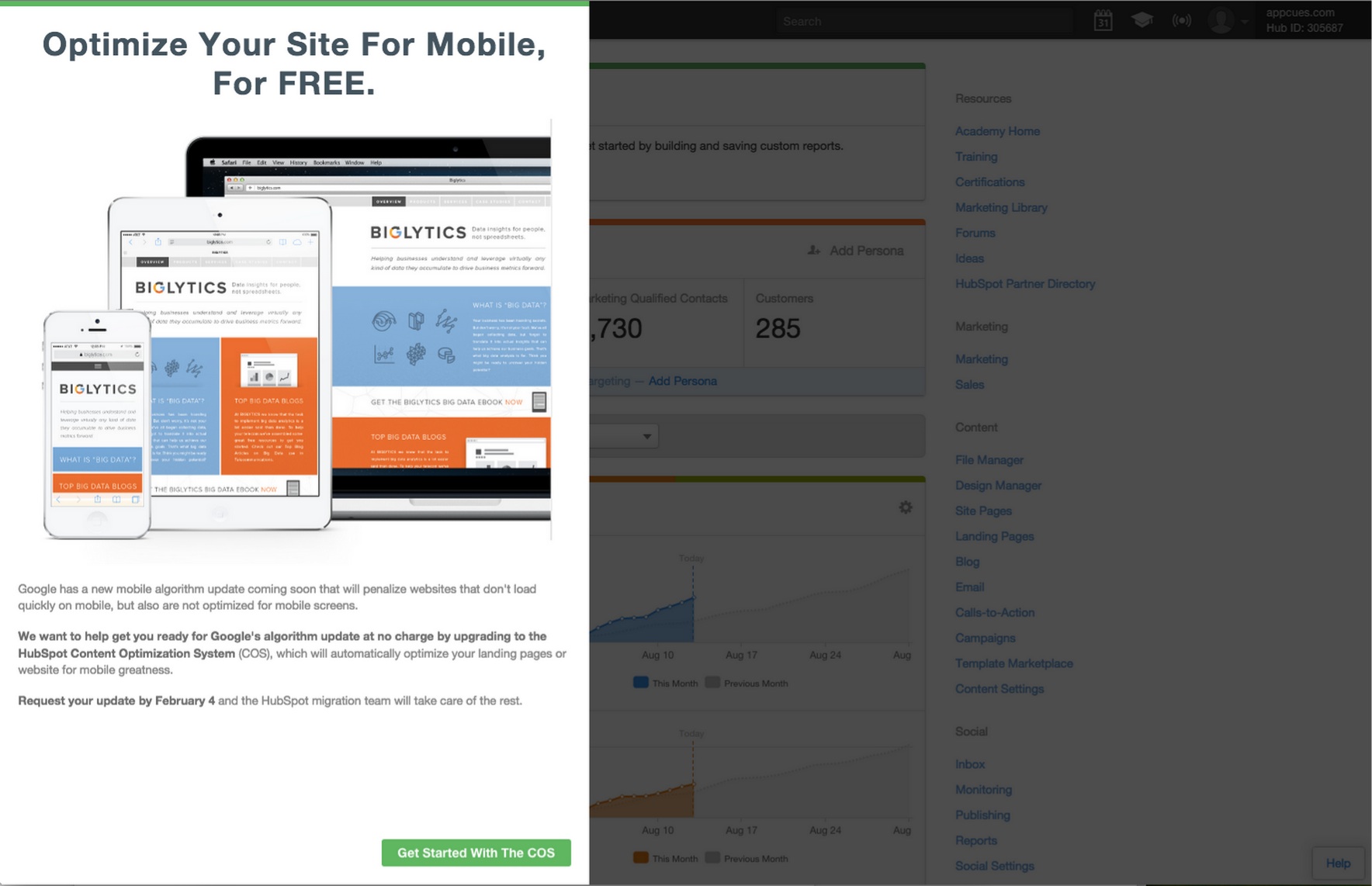 HubSpot uses Appcues in their product