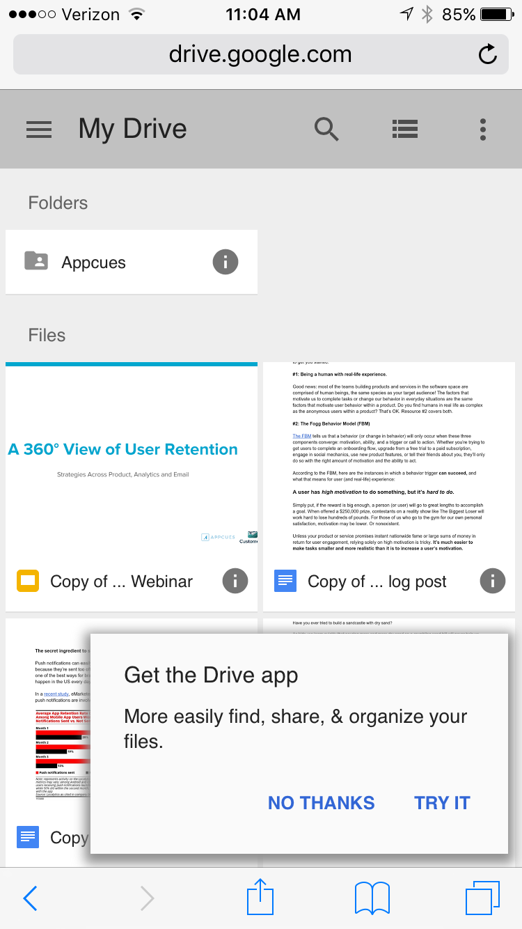 Google Drive slideout