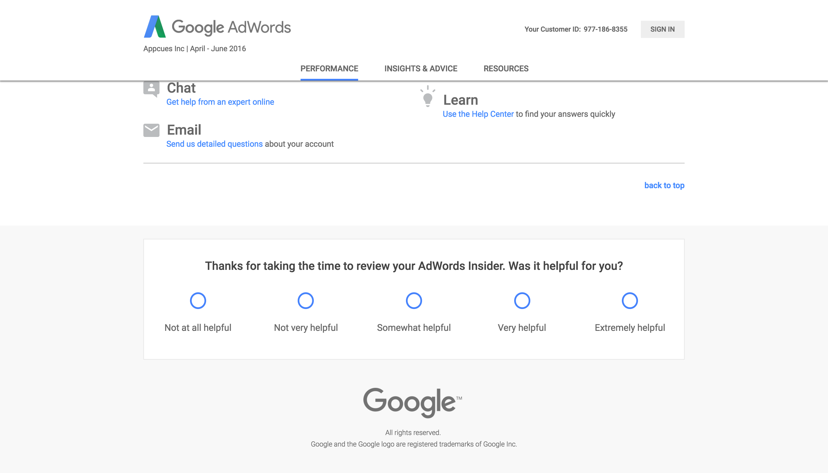 Google's HEART framework shown in it's NPS questionnaire