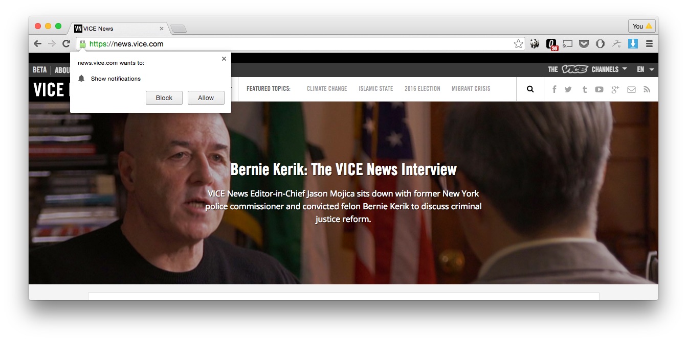 Vice News browser identification