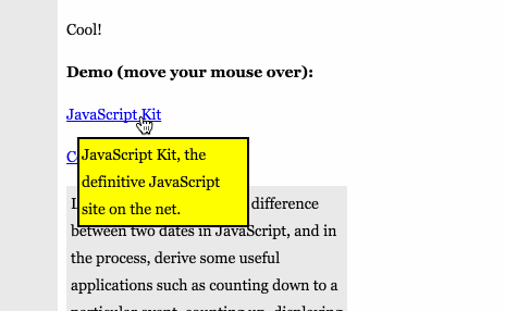 Cool DHTML Tooltip