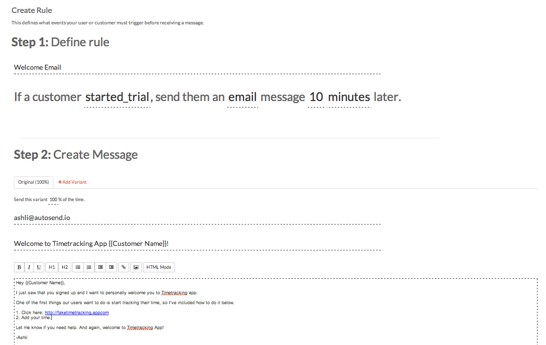 personalize email autosend.io