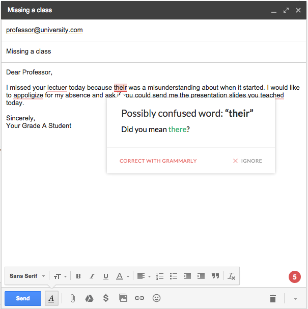 A screen shot of Grammarly on an email. The company was able to make their product better by understanding the user journey and building a good user journey map.