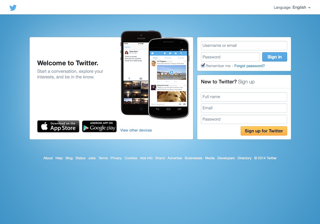 Twitter homepage