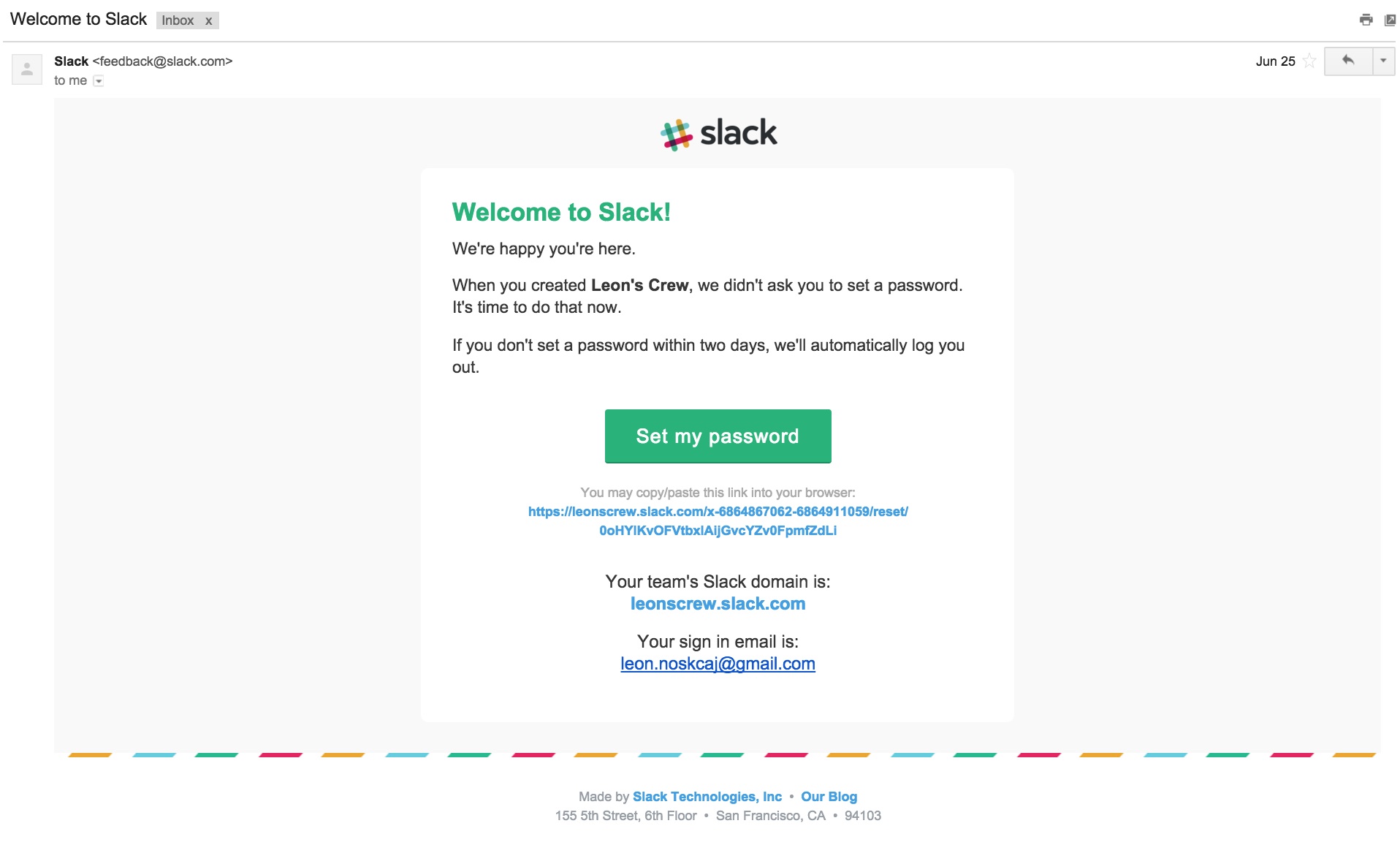 Slack's new onboarding password step