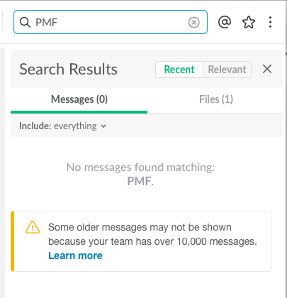 slack uses in-app messaging to get users to upgrade to its paid version. some features are restricted to freemium users