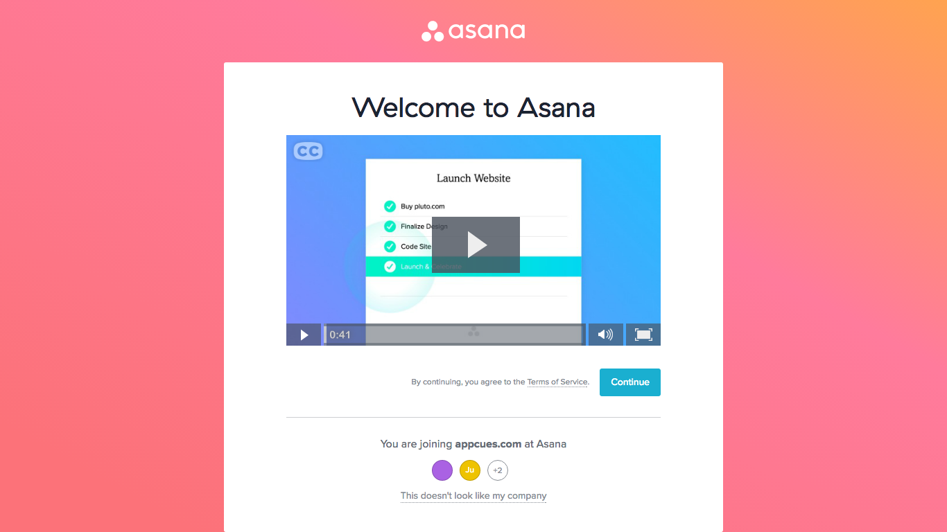 Asana welcome new user company