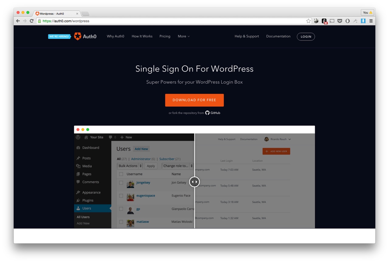 Auth0 single feature page