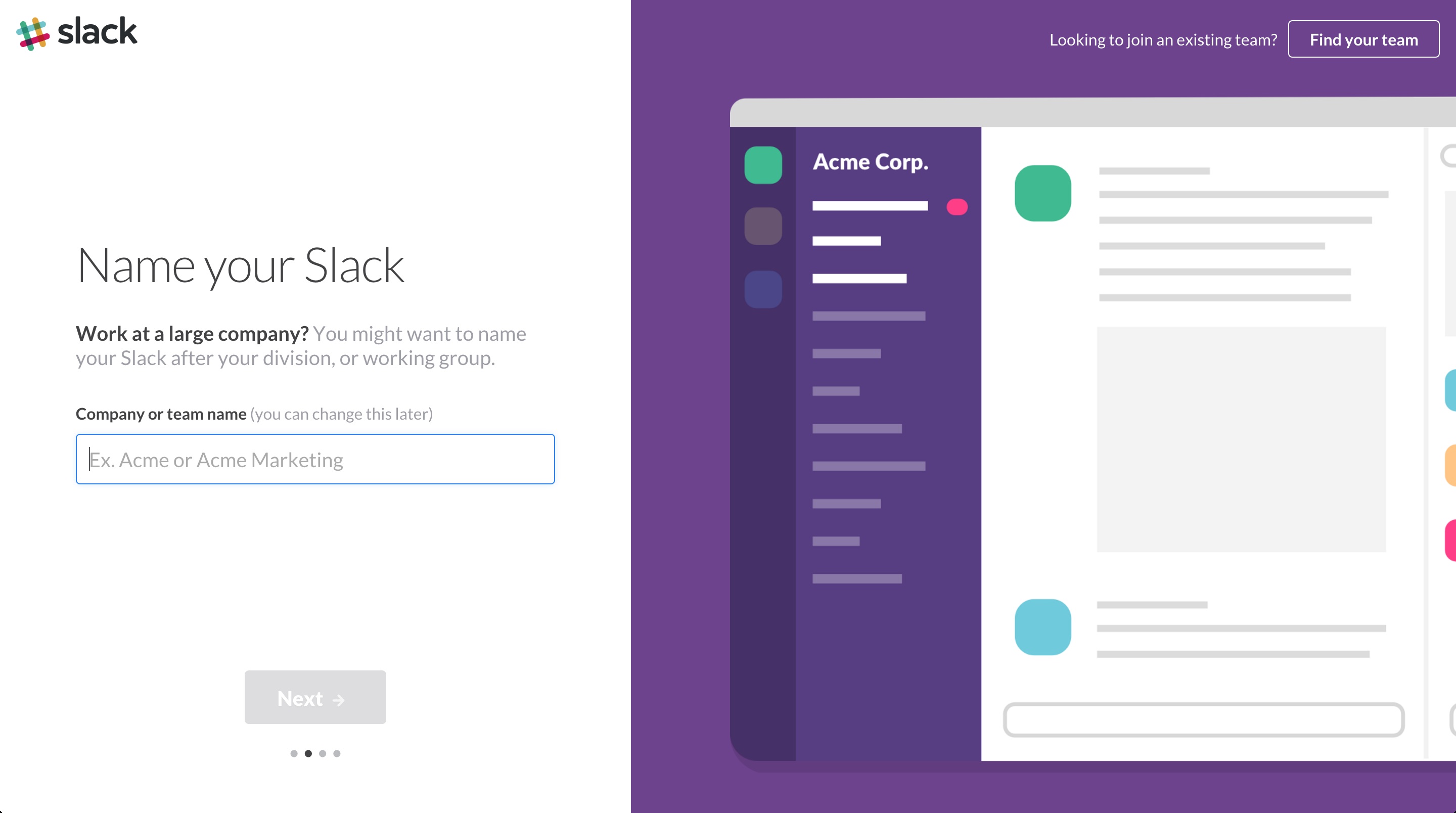 Slack user onboarding step 2