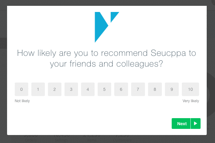A GIF of an NPS survey inside Appcues