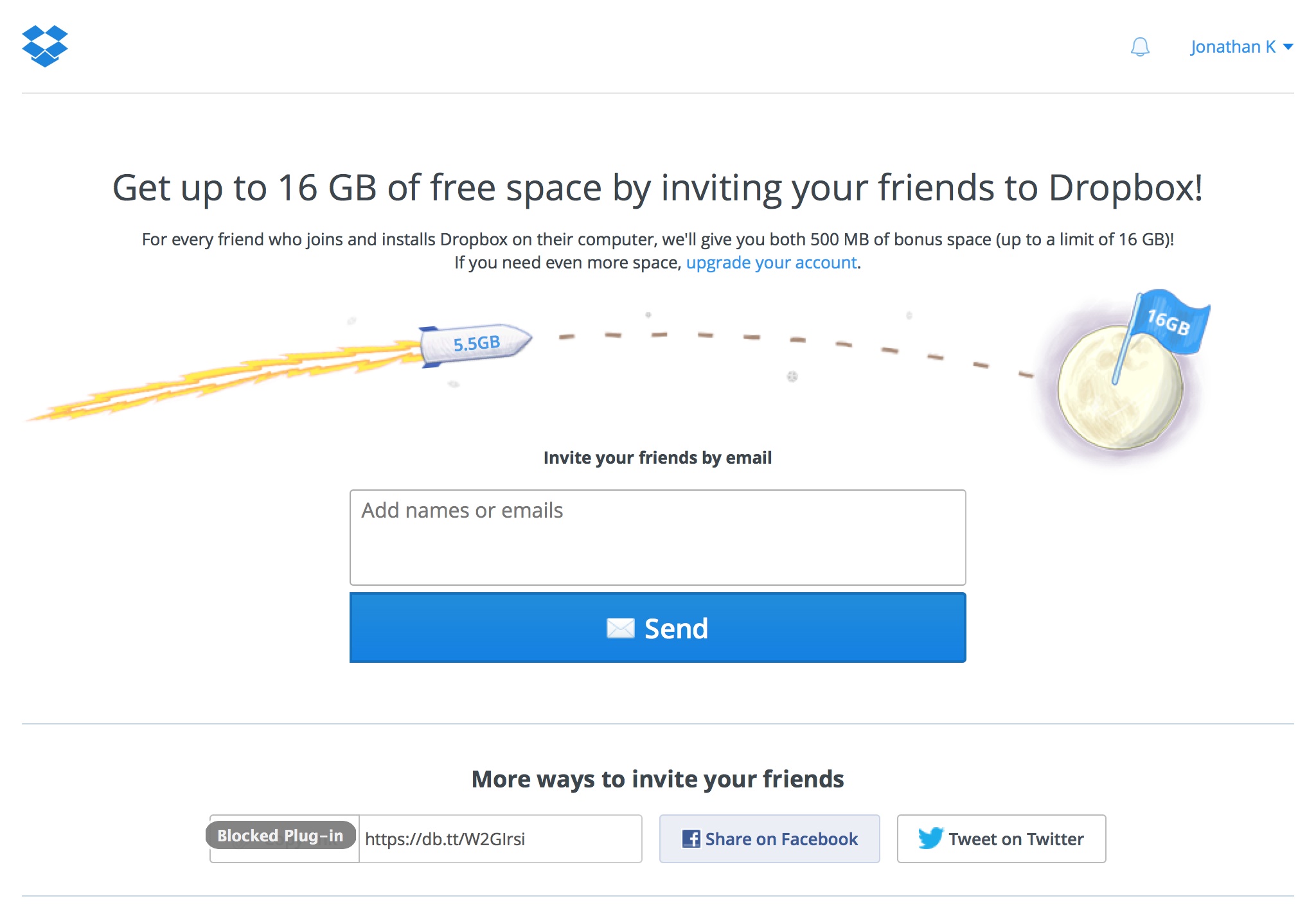 Dropbox Referral Page