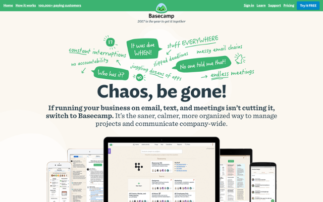 Basecamp home page