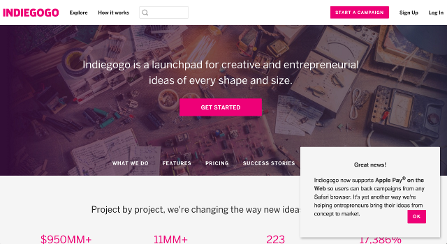indiegogo slideout feature launch