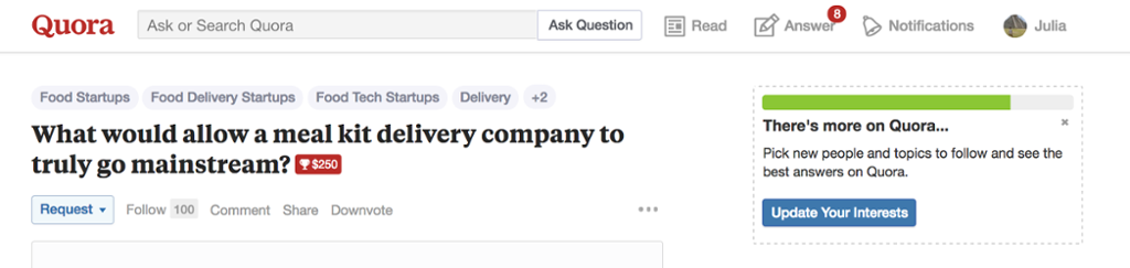 in app messaging can boost long-term and lifecycle engagement. quora uses in app messages to guide users through their product
