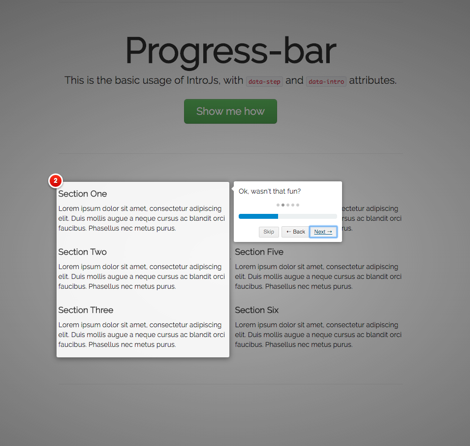 progress bars onboarding