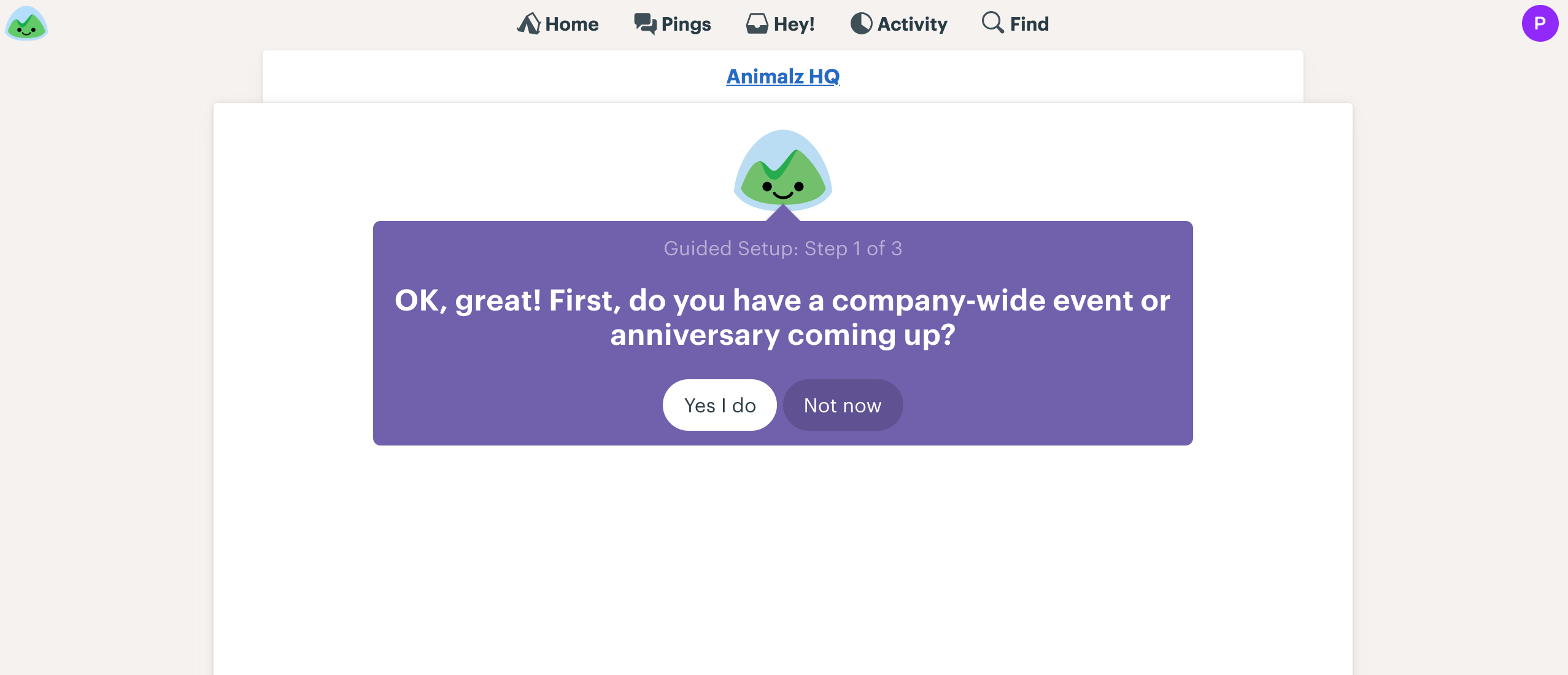 basecamp uses in-app messaging to welcome users and make user onboarding more enjoyable.