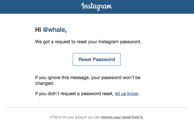 A screenshot of Instagram's password reset flow. This flow follows web standards and looks like most other products. It's simple on the surface, but doesn't provide novel value.