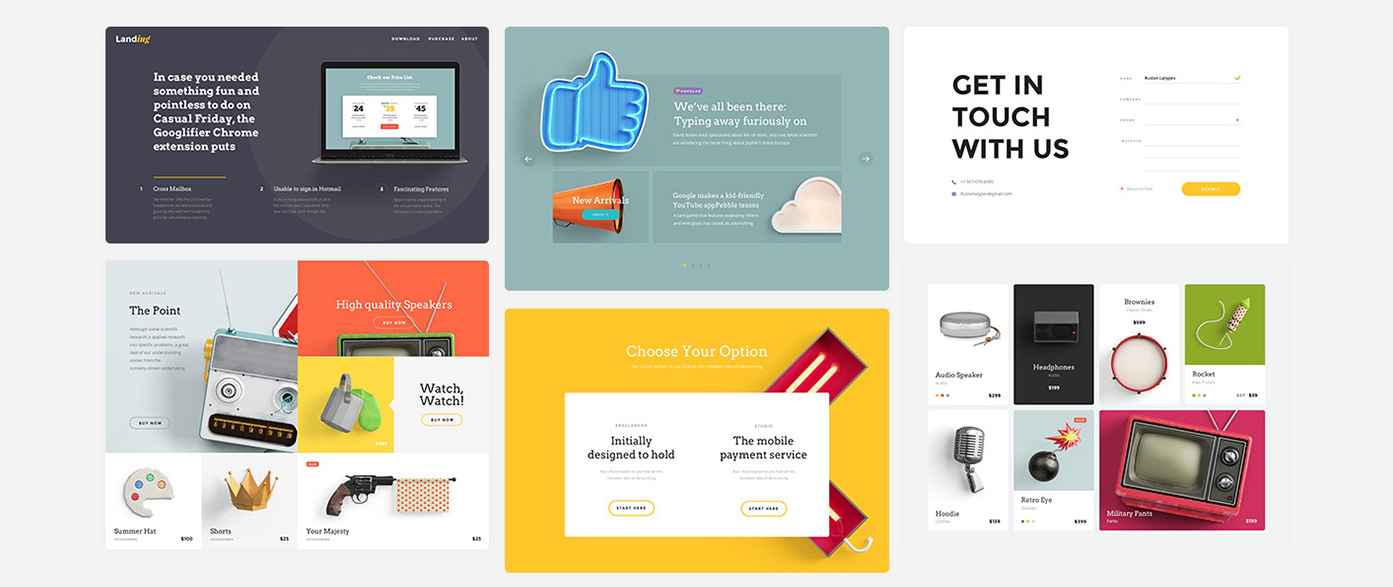 Create awesome landing pages with this free UI vector it for webpages.