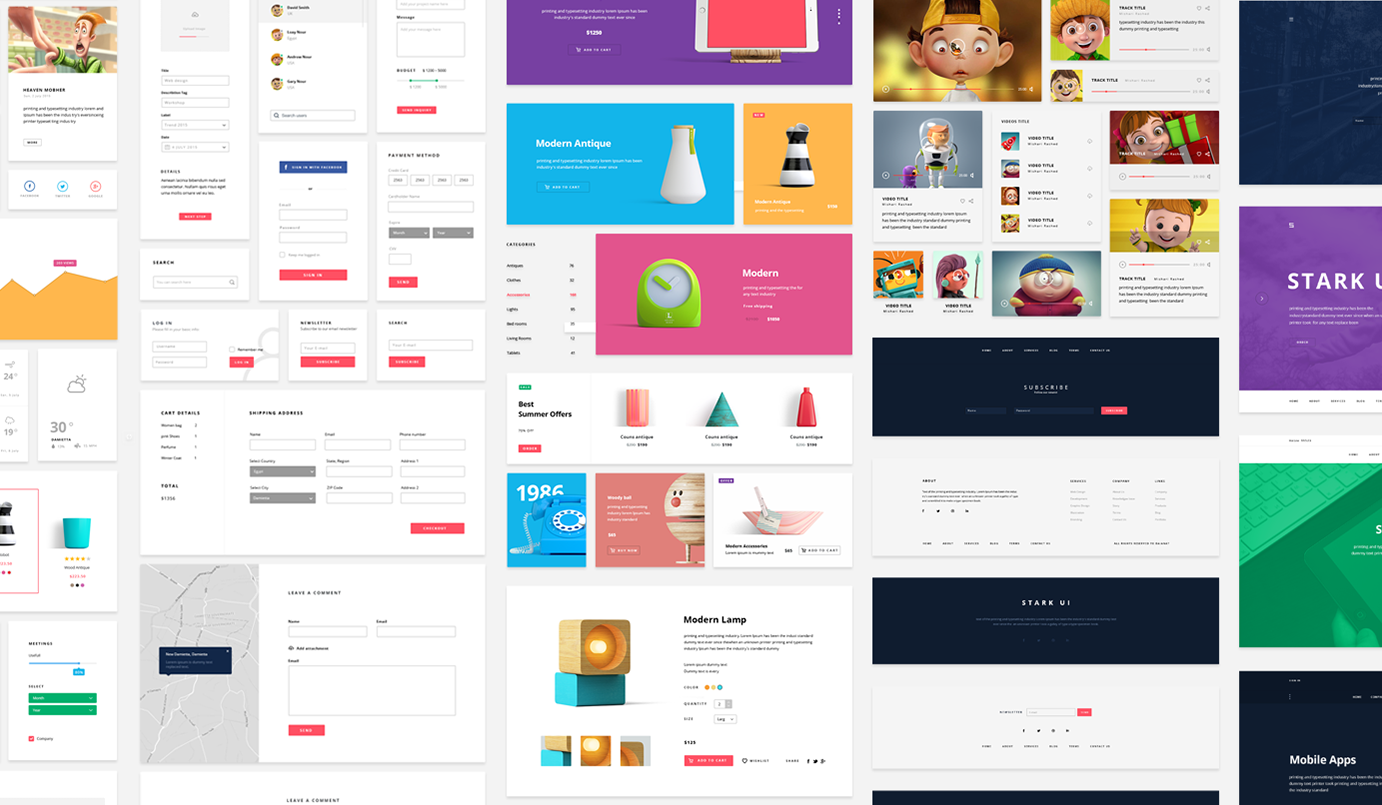 Stark, clean user interface kit free for photoshop