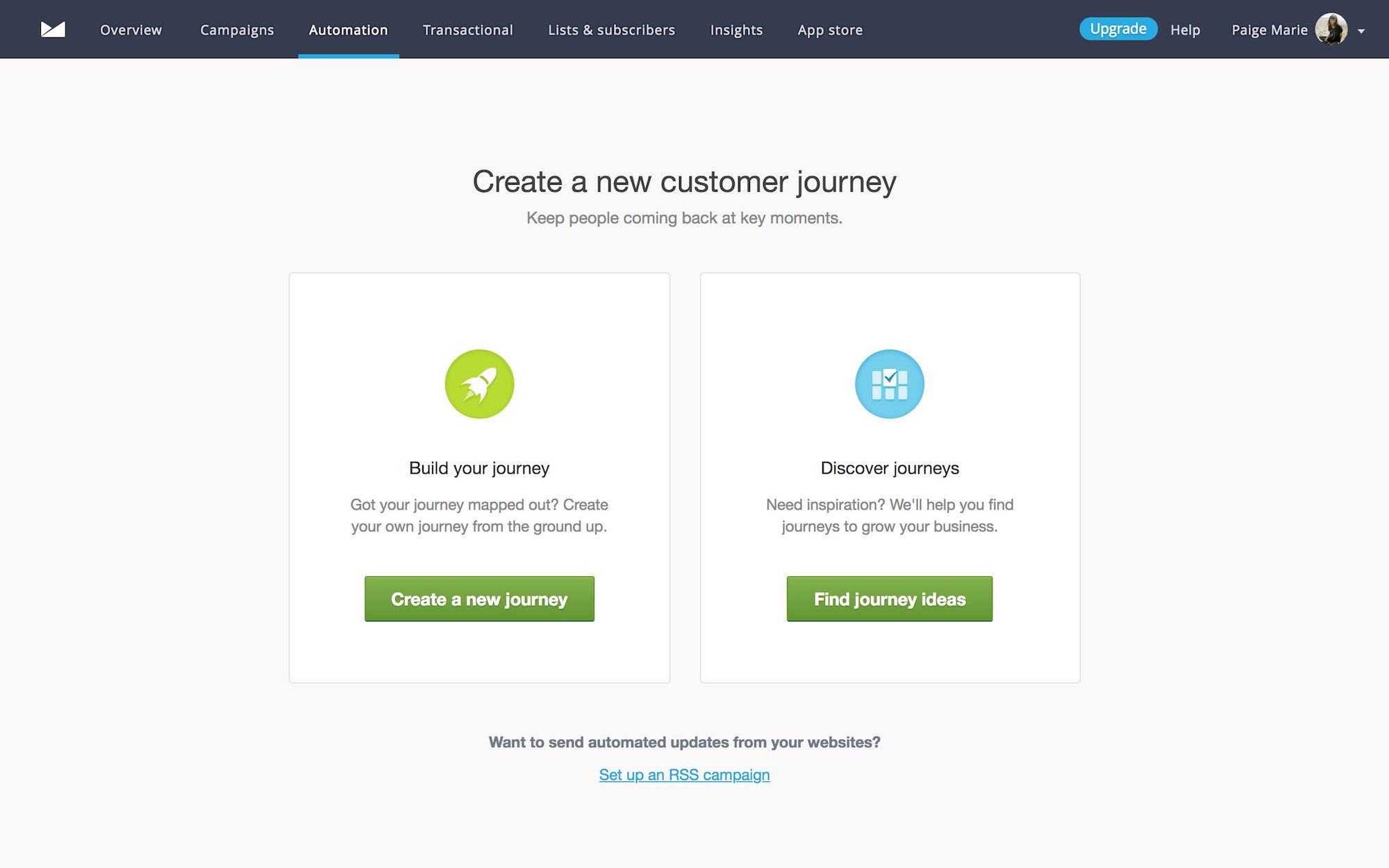 campaign monitor forked ux pattern example. User onboarding example with personalized onboarding flows