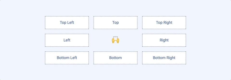 this is an animated gif of a very simple tooltip's demo page. It shows the positioning of a css tooltip with top right left bottom etc options available in this lightweight tooltip library.