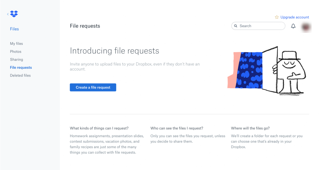 this is a screenshot image from dropbox that shows an example of clear UX copy and microcopy that uses plain language.