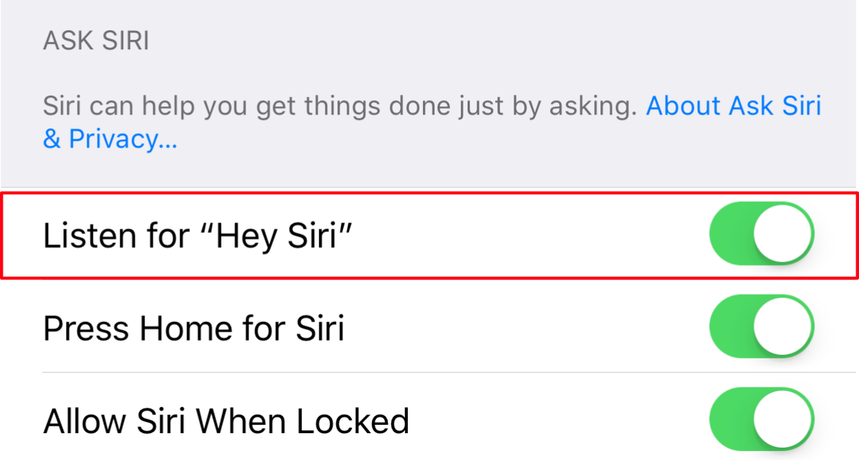 Listen for Hey Siri