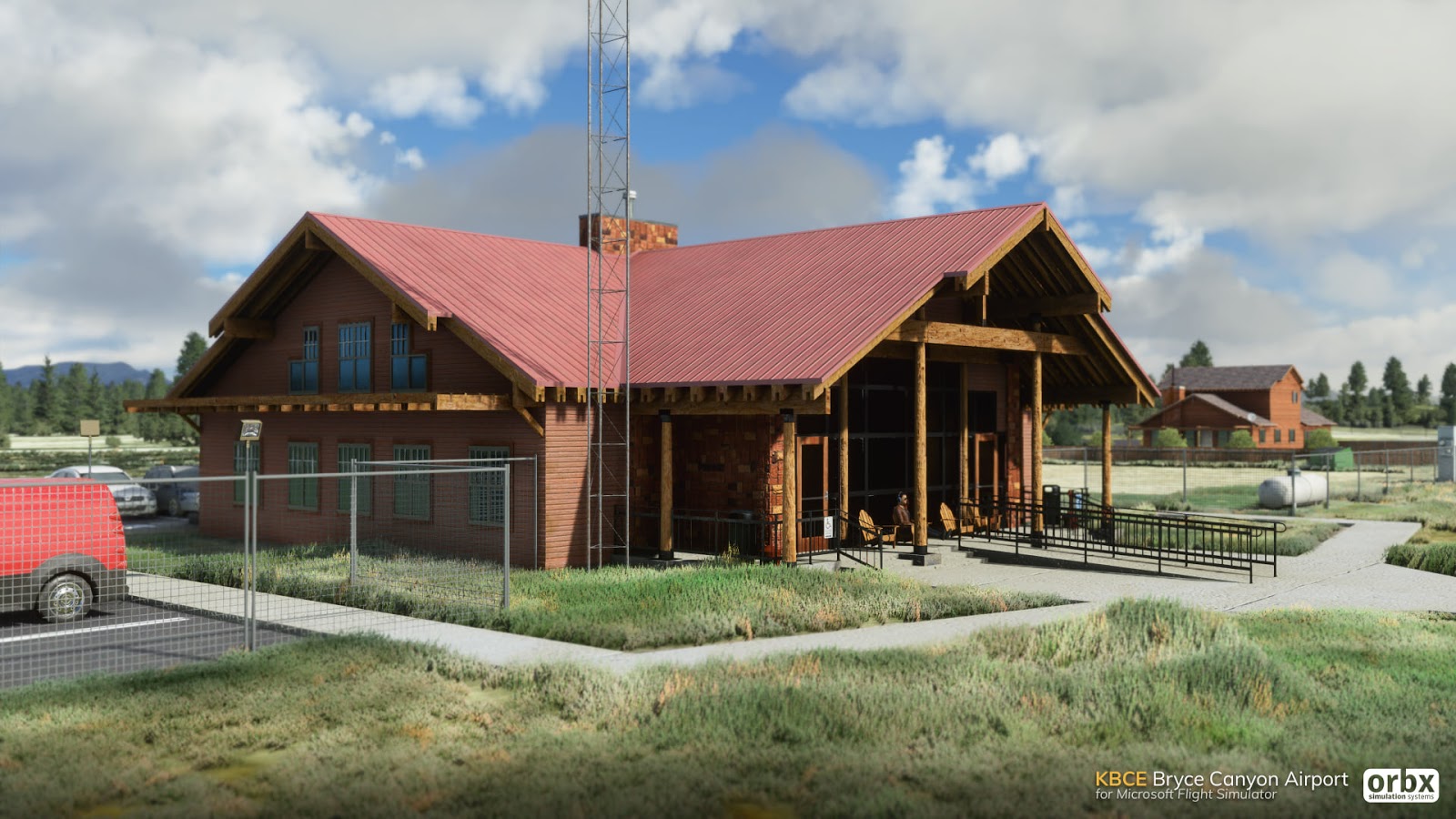 Image may contain: sky, cloud, house, tree, outdoor and nature, text that says "KBce Bryce Canyon Airport"