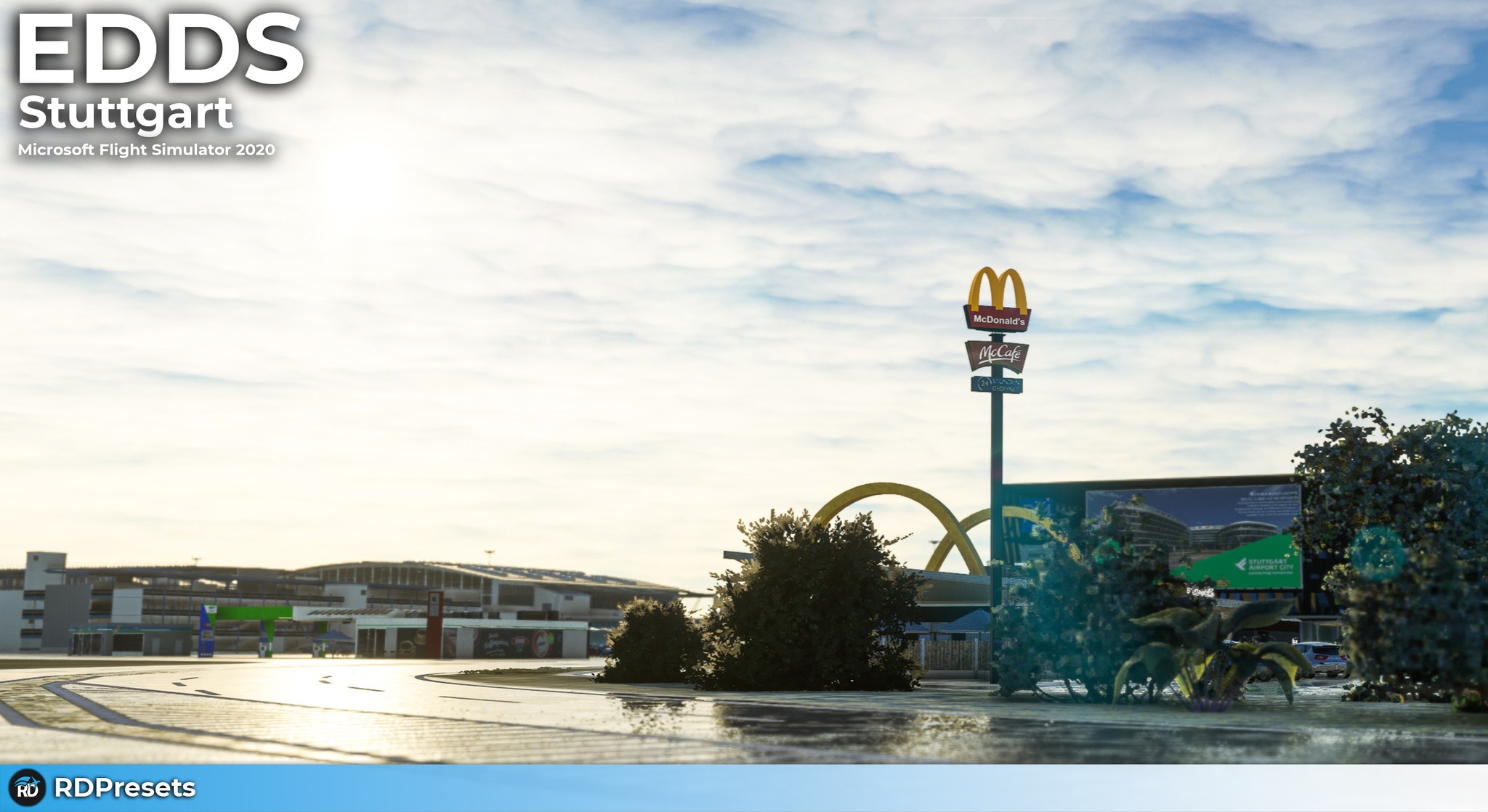 Pode ser uma imagem de texto que diz "EDDS Stuttgart Microsoft 202 Flight Simulator Μ RD RDPresets"