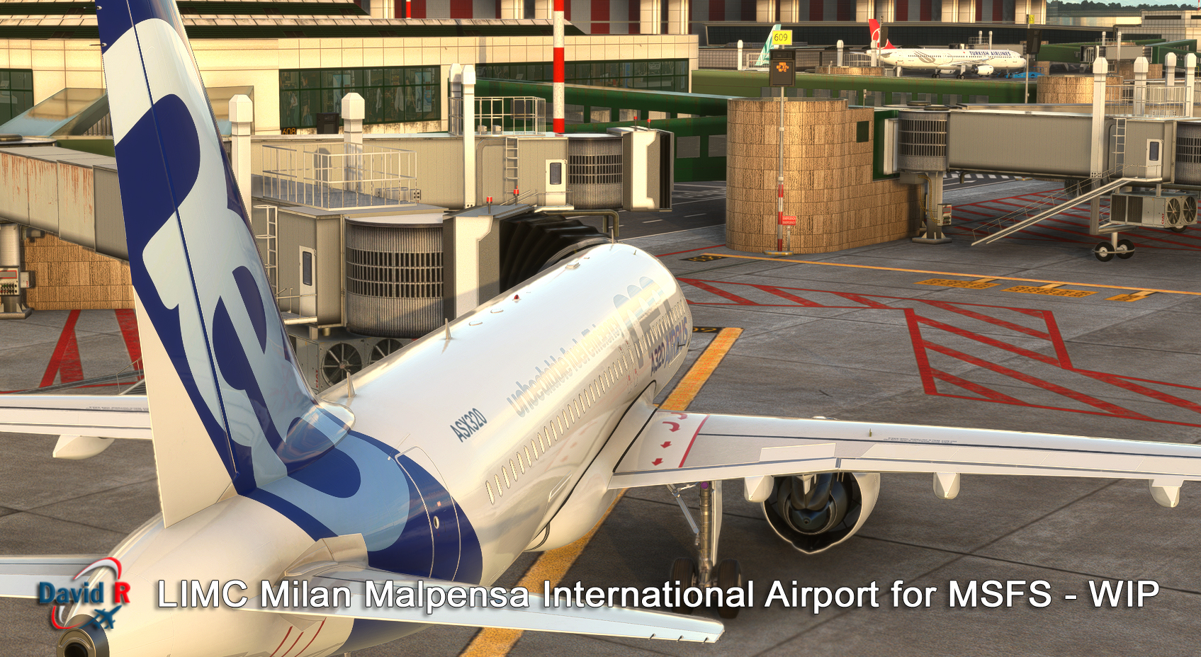 Pode ser uma imagem de aeronave e texto que diz "ASX320 LIMC Milan Malpensa International Airport for MSFS WIP"