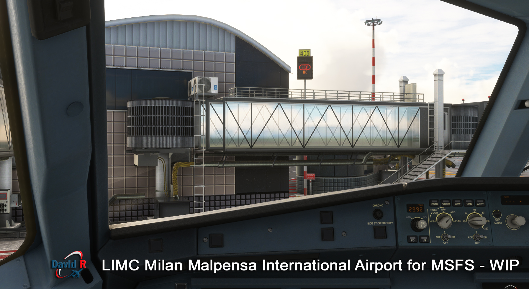 Pode ser uma imagem de aeronave e texto que diz "405 S TEE 1011 LIMC Milan Malpensa International Airport for MSFS -WIP"