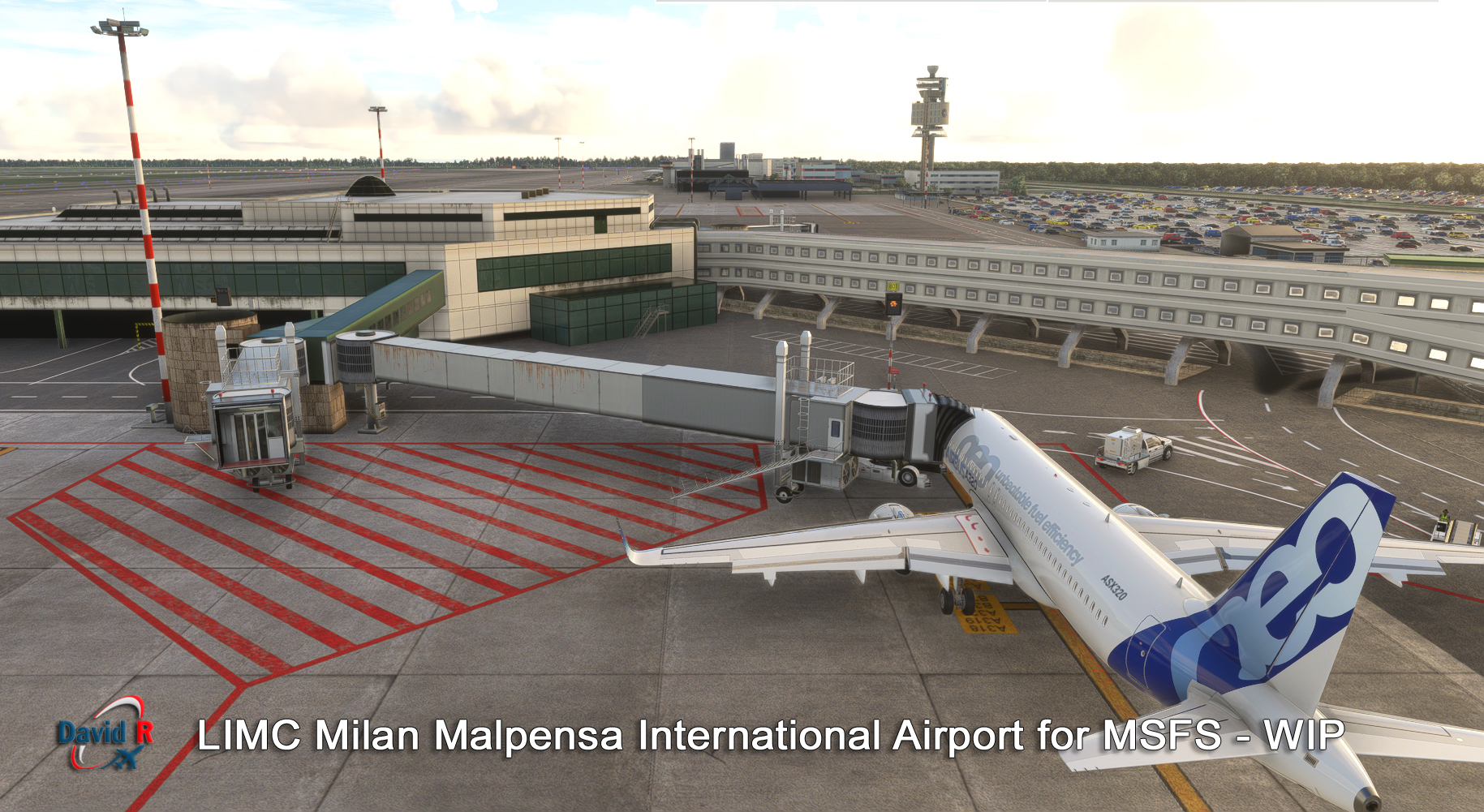 Pode ser uma imagem de aeronave e texto que diz "S1K20 LIMC Milan Malpensa International Airport for MSFS WIP"